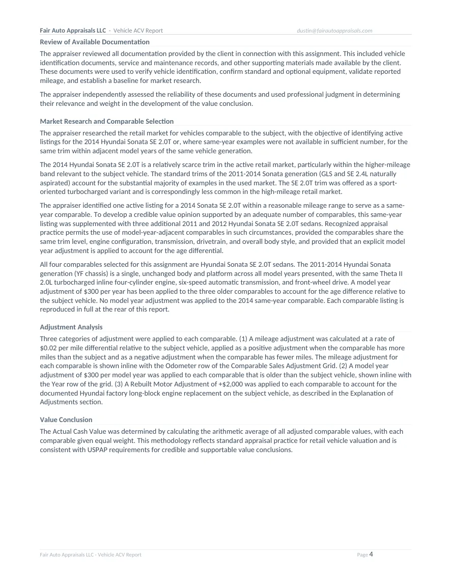 Fair Auto Appraisals supporting report, page 4 of 64