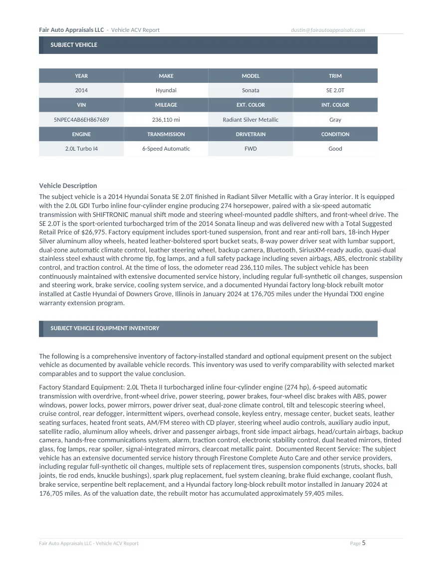 Fair Auto Appraisals supporting report, page 5 of 64